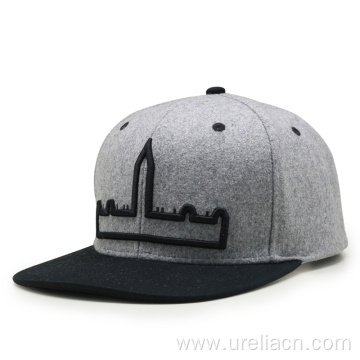 3D embroidered woolen snapback cap